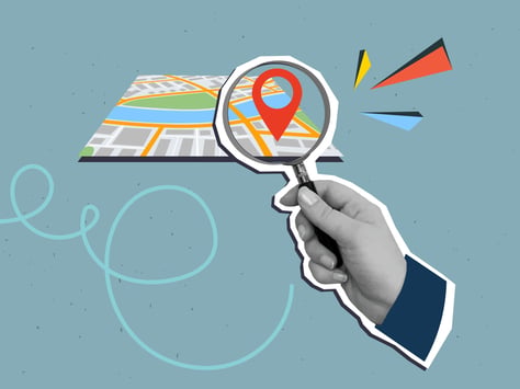 Image showing place on a map with magnifying glass. 