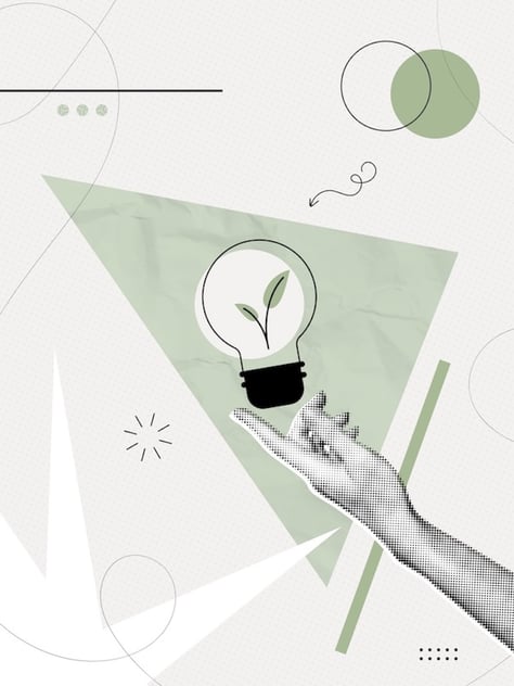 Light bulb with leaf indicating sustainability