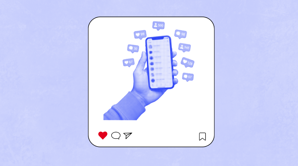 social media post showing a phone with social media on it